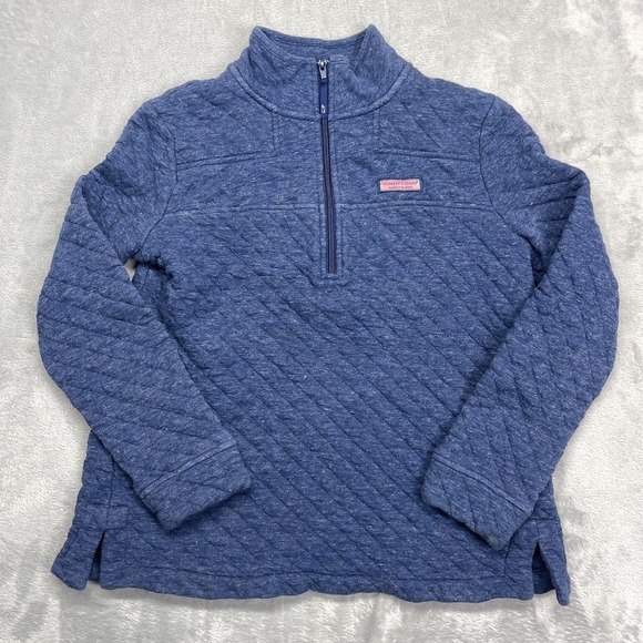 Vineyard Vines Tops - Vineyard Vines Sweatshirt Womens M Blue Long Sleeve Quarter Zip Slit Pullover